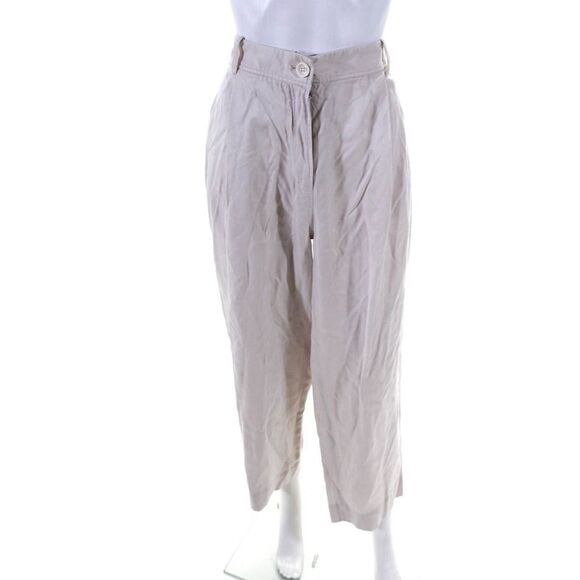 R Label The Reset Womens Pleated High-Rise Straight Leg Pants Beige Size XL - Picture 1 of 6